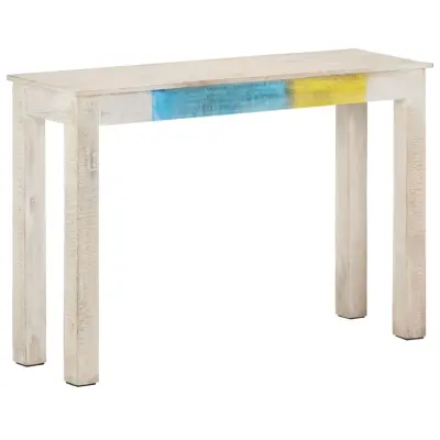 vidaXL Konzolna mizica bela 115x35x77 cm robusten mangov les