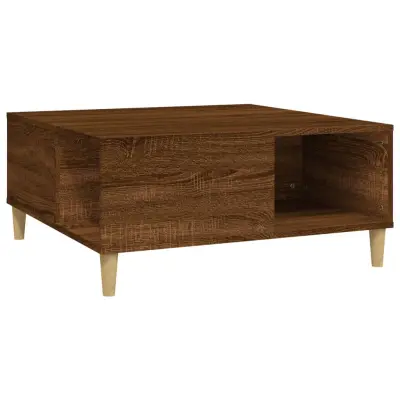 vidaXL Klubska mizica rjavi hrast 80x80x36,5 cm inženirski les