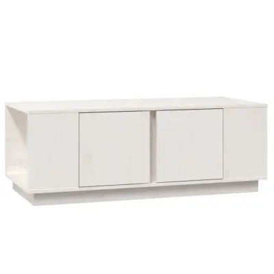 vidaXL Klubska mizica bela 110×50×40 trdna borovina