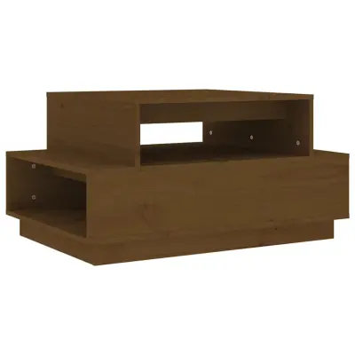vidaXL Klubska mizica medeno rjava 80x55x40,5 cm trdna borovina