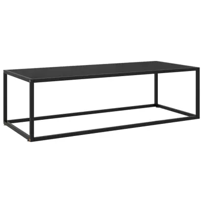vidaXL Klubska mizica črna s črnim steklom 120x50x35 cm