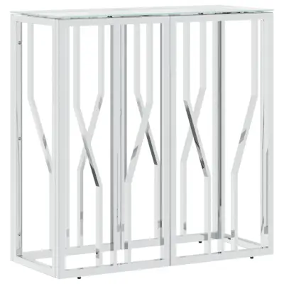 vidaXL Konzolna mizica 70x30x70 cm nerjaveče jeklo in steklo