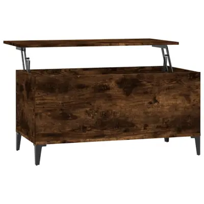 vidaXL Klubska mizica dimljeni hrast 90x44,5x45 cm inženirski les