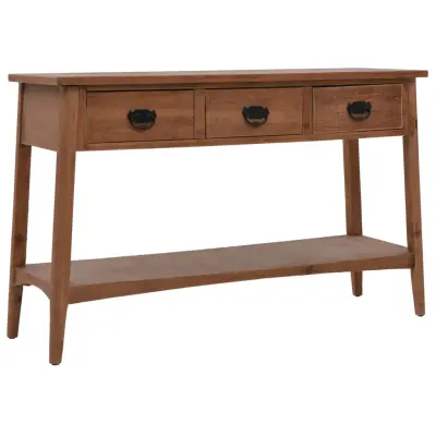 vidaXL Konzolna mizica trden les jelke 126x40x77,5 cm rjava