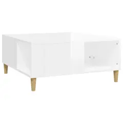 vidaXL Klubska mizica visok sijaj bela 80x80x36,5 cm inženirski les