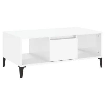 vidaXL Klubska mizica visok sijaj bela 90x50x36,5 cm inženirski les