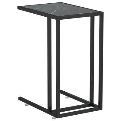 vidaXL Računalniška stranska mizica črn marmor 50x35x65 cm steklo