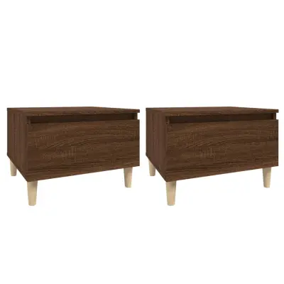 vidaXL Stranska mizica 2 kosa rjav hrast 50x46x35cm inženirski les