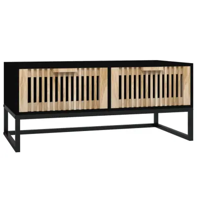 vidaXL Klubska mizica črna 80x40x35 cm inženirski les in železo