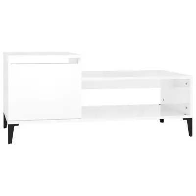 vidaXL Klubska mizica visok sijaj bela 100x50x45 cm inženirski les