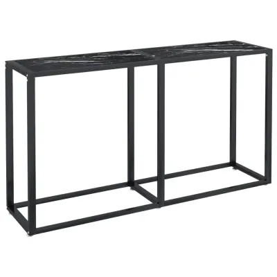 vidaXL Konzolna mizica črni marmor 140x35x75,5 cm kaljeno steklo