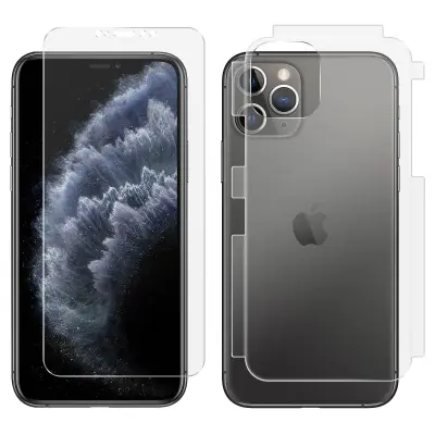 360° folija iPhone 11 Pro, sprednja in zadnja zašcita, prilagodljiva in antibakterijska, z aplikatorjem - prozorna