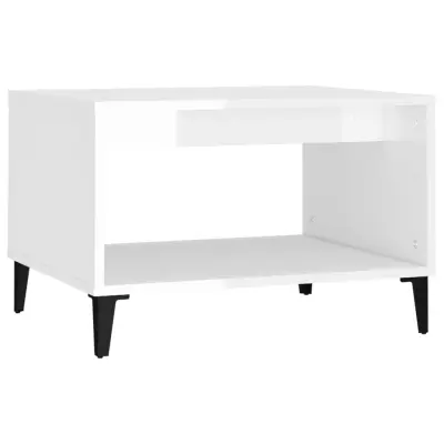 vidaXL Klubska mizica visok sijaj bela 60x50x40 cm inženirski les