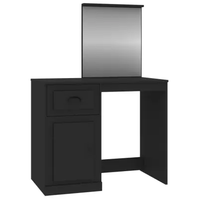 vidaXL Toaletna mizica z ogledalom črna 90x50x132,5 cm inženirski les