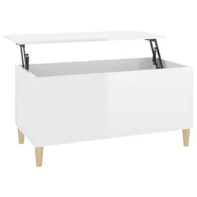 vidaXL Klubska mizica visok sijaj bela 90x44,5x45 cm inženirski les