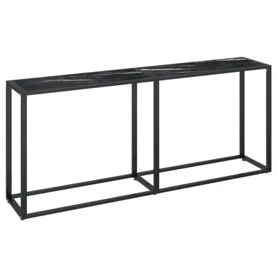 vidaXL Konzolna mizica črn marmor 180x35x75,5 cm kaljeno steklo