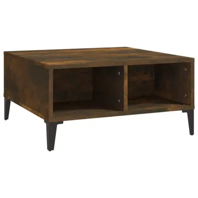 vidaXL Klubska mizica dimljeni hrast 60x60x30 cm iverna plošča