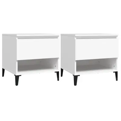 vidaXL Stranska mizica 2 kosa bela 50x46x50 cm inženirski les