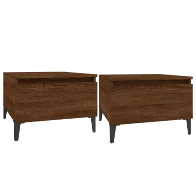 vidaXL Stranska mizica 2 kosa rjav hrast 50x46x35cm inženirski les