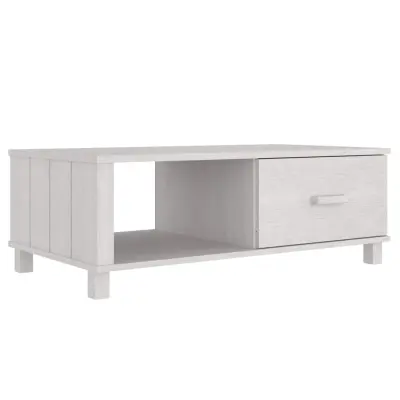 vidaXL Klubska mizica HAMAR bela 100x55x35 cm trdna borovina
