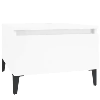 vidaXL Stranska mizica visok sijaj bela 50x46x35 cm inženirski les