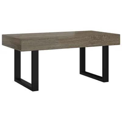 vidaXL Klubska mizica siva in črna 90x45x40 cm MDF in železo