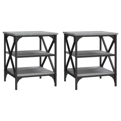 vidaXL Stranska mizica 2 kosa siva sonoma 40x42x50 cm inženirski les