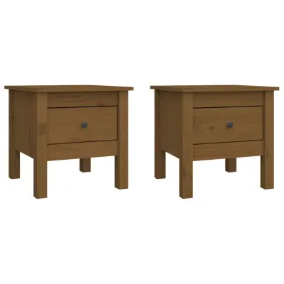 vidaXL Stranske mizice 2 kosa medeno rjave 40x40x39 cm trdna borovina