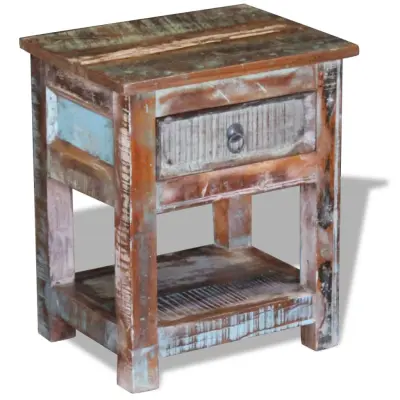 vidaXL Stranska mizica z 1 predalom trden predelan les 43x33x51 cm