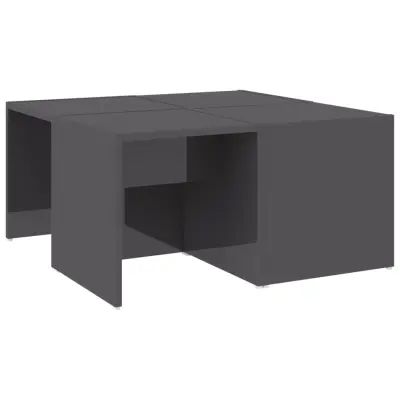 vidaXL Klubske mizice 4 kosi visok sijaj sive 33x33x33 cm iverna pl.