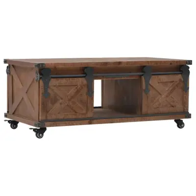 vidaXL Klubska mizica trden les jelke 91x51x38 cm rjave barve