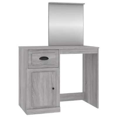 vidaXL Toaletna mizica z ogledalom siva sonoma 90x50x132,5 cm inž. les