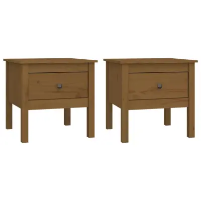 vidaXL Stranske mizice 2 kosa medeno rjave 50x50x49 cm trdna borovina