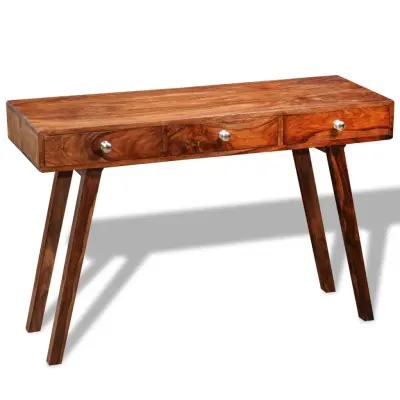 vidaXL Konzolna mizica s 3 predali 76 cm trden palisander