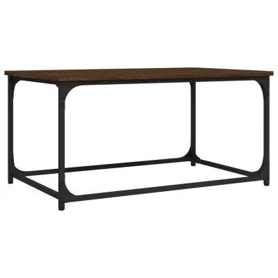 vidaXL Klubska mizica rjav hrast 80x50x40 cm inženirski les in železo
