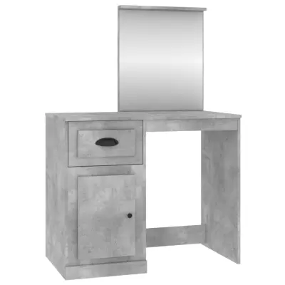 vidaXL Toaletna mizica z ogledalom beton. siva 90x50x132,5 cm inž. les