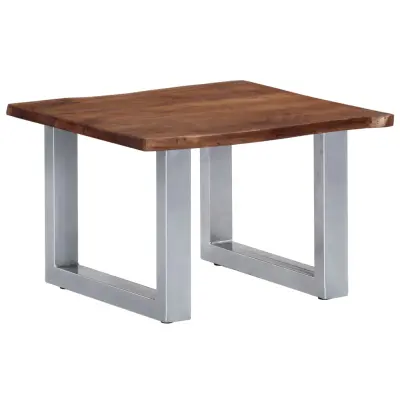 vidaXL Klubska mizica z živimi robovi 60x60x40 cm trden akacijev les