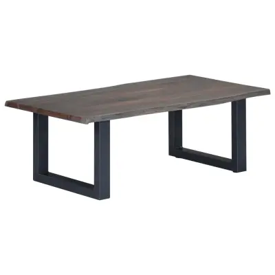 vidaXL Klubska mizica z živimi robovi siva 115x60x40 cm akacijev les