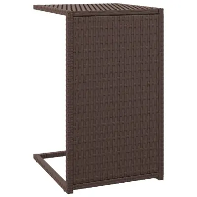 vidaXL Mizica v obliki črke C rjava 40x35x60 cm poli ratan