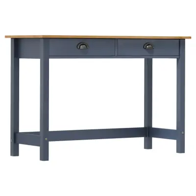 vidaXL Konzolna mizica Hill z 2 predaloma siva 110x45x74 cm borovina