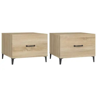 vidaXL Klubske mizice s kovinskimi nogami 2 kosa son. hrast 50x50x40cm
