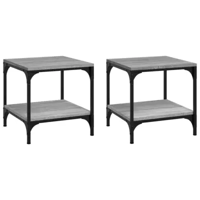 vidaXL Stranska mizica 2 kosa siva sonoma 40x40x40 cm inženirski les