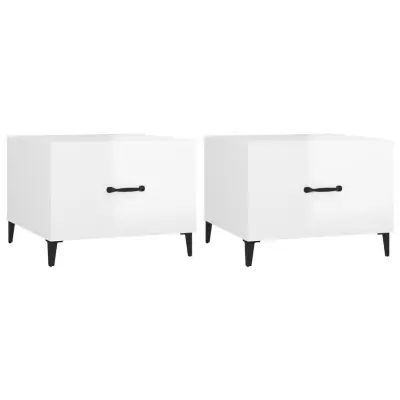 vidaXL Klubske mizice s kovinskimi nogami 2 kosa bele 50x50x40 cm