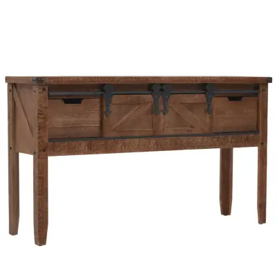 vidaXL Konzolna mizica trden les jelke 131x35,5x75 cm rjave barve