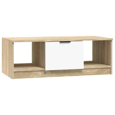 vidaXL Klubska mizica bela in sonoma hrast 102x50x36 cm konstr. les