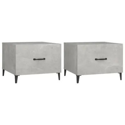 vidaXL Klubske mizice s kovinskimi nogami 2 kosa bet. sive 50x50x40 cm