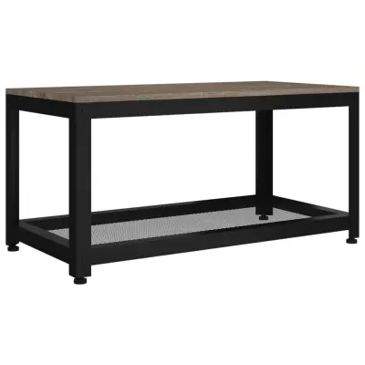 vidaXL Klubska mizica siva in črna 90x45x45 cm MDF in železo