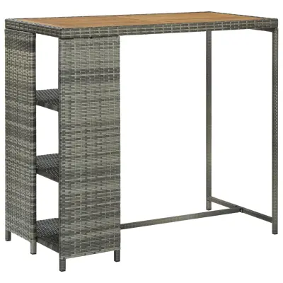 vidaXL Barska miza s stojalom za shranjevanje siva 120x60x110 cm