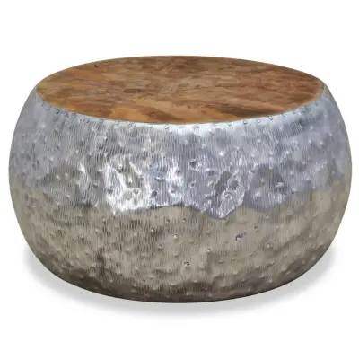 vidaXL Klubska mizica iz aluminija in tikovine 60x60x30 cm