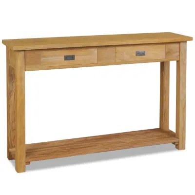 vidaXL Konzolna mizica iz trdne tikovine 120x30x80 cm